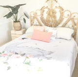 Floral swan double quilt cover