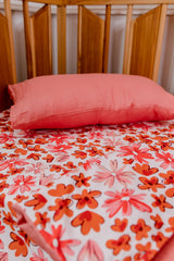 Pink and orange floral bassinet sheet/ change table cover