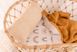 Mustard and bone linen bassinet/pram blanket