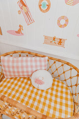 Yellow bold gingham 100% linen bassinet sheet/ change table cover