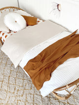 Ivory stripe linen with bone 100% linen single quilt cover