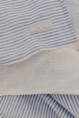 Blue stripes linen with white linen cot quilt