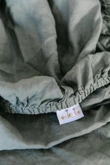Khaki french linen single fitted sheet