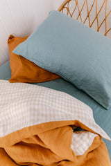 Dusty blue 100% french linen standard pillowcase
