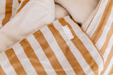 Cinnamon stripe  linen with bone linen cot quilt