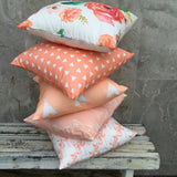 Peach tri, peach teepee, peach arrow/feather, peach herringbone arrow, peach floral cushion cover