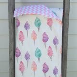 Fairy floss cot quilt with pink chevron